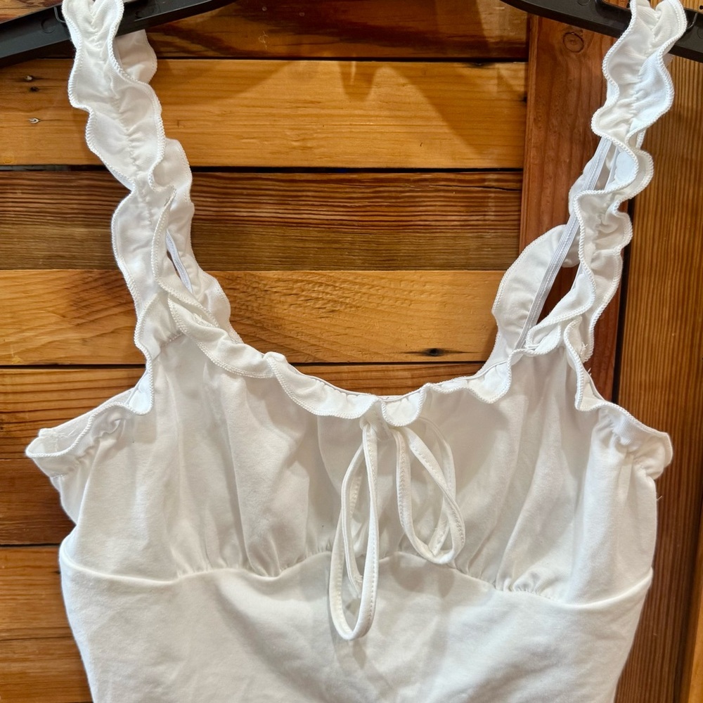 White Ruffled Tank Top